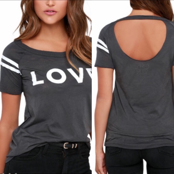 Chaser Graphic LOVE Dark Gray Cut Out Tee M - Picture 1 of 14
